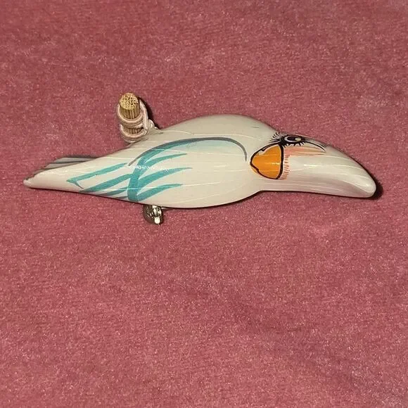 Vintage Wooden Takahashi Style Hand Painted Cockatoo Bird Pin Brooch 2.25" X .75 - Picture 5 of 12